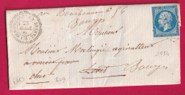 N°14 PC 3514 VENDOEUVRE EN BRENNE INDRE CAD TYPE 22 POUR LEVET PUIS BOURGES CHER LETTRE - 1849-1876: Klassik