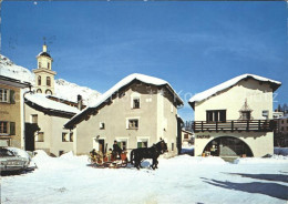 11694943 Sils Maria Graubuenden Dorfplatz Pferdeschlitten Sils/Segl Maria - Andere & Zonder Classificatie