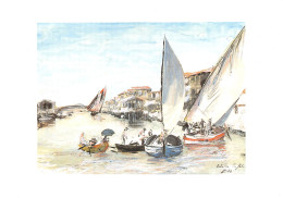 PALAVAS LES FLOTS   Voiliers Sur Le Canal Gouache P.Marteau  (Scan R/V) N° 8 \MM5049BIS - Palavas Les Flots