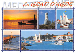 34 LE GRAU-D'AGDE   Jetée Plage Et Phare Multivue    (Scan R/V) N° 32 \MM5049Vic - Sonstige & Ohne Zuordnung