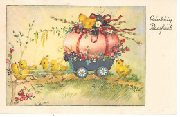 Illustrator - Hannes Petersen - Easter, Easter Egg, Chick, Flowers, Pâques, Oeuf De Pâques, Poussin, Attelage, Cart - Petersen, Hannes