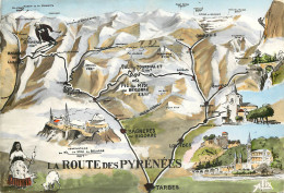 65  Carte Route Des Pyrénées  Tarbes Lourdes Bagnères Luz Pic Du Midi Col Du Tourmalet Gavarnie Multivue    N° 5 \MM5059 - Lourdes