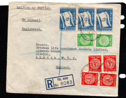 ISRAEL -  1949 - REGISTERED COVER TEL AVIV TO ALDWYCH LONDON, ATTRACTIVEFRANKINGS - Brieven En Documenten