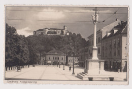 Slovenia Ljubljana Downtown And Castle View, Yugoslavia Era 1930s Photo Postcard RPPc AK Sent To Austria (1052) - Slovénie