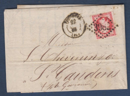 Napoléon 80c N° 17B Oblit GC  3982 Sur Lettre De Toulouse - 1853-1860 Napoléon III