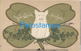 228230 ART ARTE EMBOSSED PIG AND FOUR LEAF CLOVER CIRCULATED TO ARGENTINA POSTAL POSTCARD - Unclassified