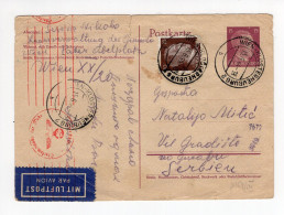 1944. GERMANY,VIENNA - KLOSTERNEUBURG TO SERBIA,AIRMAIL STATIONERY CARD,USED - Correo Aéreo & Zeppelin