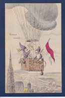 CPA Gnome Lutin Aviation Montgolfière Dessinateur Humour Circulée - Fesselballons