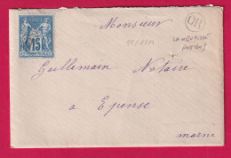 N°90 OBLITERATION OR DE LA NEUVILLE AUX BOIS MARNE POUR EPENSE 1881 LETTRE - 1877-1920: Période Semi Moderne