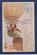 CPA Père Noël Gnome Aviation Montgolfière Dessinateur Humour Circulée Gaufrée - Balloons