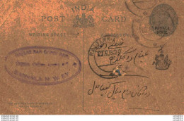 India Postal Stationery Patiala State 1/4A - Patiala