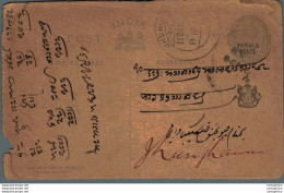 India Postal Stationery Patiala State 1/4A Jhunjhunu Cds - Patiala