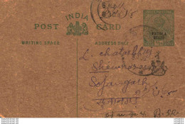 India Postal Stationery Patiala State 1/2 A - Patiala
