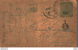 India Postal Stationery Patiala State 1/2 A To Jhunjhunu - Patiala
