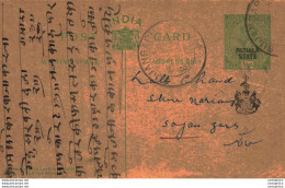 India Postal Stationery Patiala State 1/2 A Sujangarh Cds - Patiala