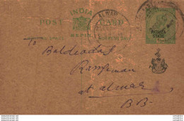 India Postal Stationery Patiala State 1/2 A Alwar Cds - Patiala