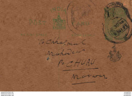 India Postal Stationery Patiala State 1/2 A To Churu Marwar - Patiala