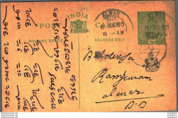 India Postal Stationery Patiala State 1/2 A Alwar Cds - Patiala