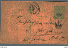 India Postal Stationery Patiala State 1/2 A To Jaipur - Patiala