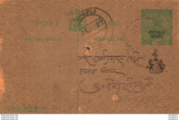 India Postal Stationery Patiala State 1/2 A Kherli Cds - Patiala