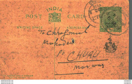 India Postal Stationery Patiala State 1/2 A Churu Cds - Patiala