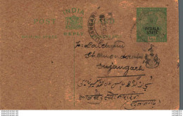 India Postal Stationery Patiala State 1/2 A Sujangarh Cds - Patiala