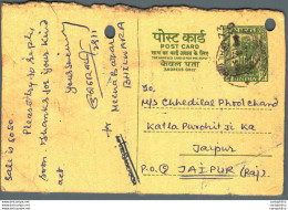 India Postal Stationery Ashoka 10p To Jaipur - Postkaarten