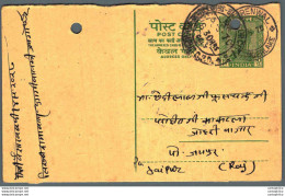 India Postal Stationery Ashoka 10p To Jaipur - Postkaarten