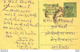 India Postal Stationery Ashoka 10p To Jaipur - Postkaarten