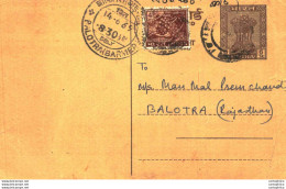 India Postal Stationery Ashoka 6p Balotra Barmer Cds - Postcards