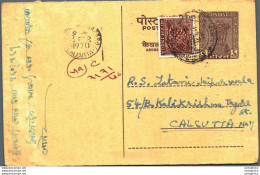 India Postal Stationery Ashoka 6p To Calcutta Rajmal Padamkumar Ramganjmandi - Postcards