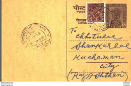 India Postal Stationery Ashoka 6p To Kuchaman City - Postcards