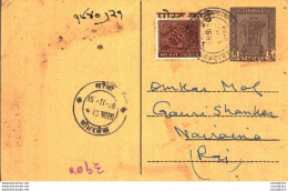 India Postal Stationery Ashoka 6p To Naraina - Postcards