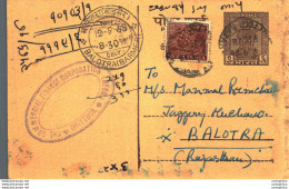 India Postal Stationery Ashoka 6p To Balotra Barmer - Postcards
