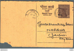 India Postal Stationery Ashoka 6p To Jaipur Naraina - Postcards