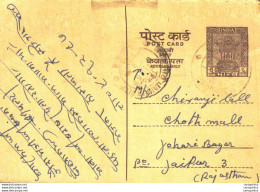 India Postal Stationery Ashoka 6p To Jaipur - Postcards