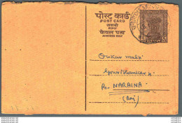 India Postal Stationery Ashoka 6p To Naraina - Postcards