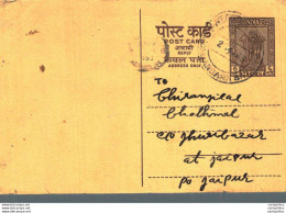 India Postal Stationery Ashoka 6p To Jaipur - Postcards