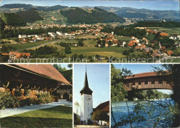 11691791 Hasle-Rueegsau Panorama Kirche Holzbruecke Hasle-Rueegsau - Andere & Zonder Classificatie