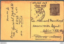 India Postal Stationery Ashoka 6p To Balotra - Postcards