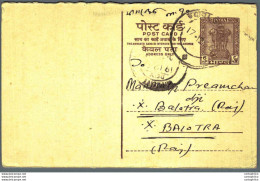 India Postal Stationery Ashoka 6p To Balotra - Postcards