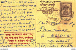 India Postal Stationery Ashoka 6p To Balotra - Postkaarten