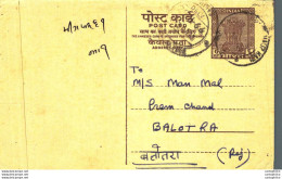 India Postal Stationery Ashoka 6p To Balotra - Postkaarten