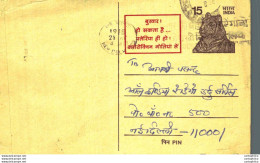 India Postal Stationery Tiger 15 New Delhi Cds - Postcards