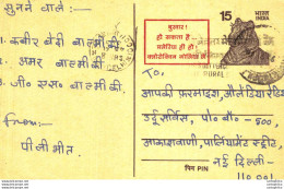 India Postal Stationery Tiger 15 New Delhi Cds - Postkaarten