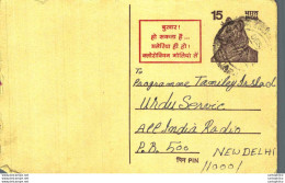 India Postal Stationery Tiger 15 To New Delhi - Postcards