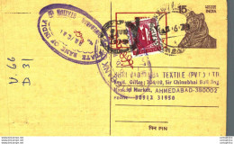 India Postal Stationery Tiger 15 To Ahmedabad - Postcards