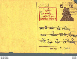 India Postal Stationery Tiger 15 New Delhi Cds - Postcards