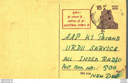 India Postal Stationery Tiger 15 To New Delhi - Postcards