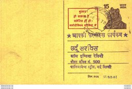 India Postal Stationery Tiger 15 - Postcards